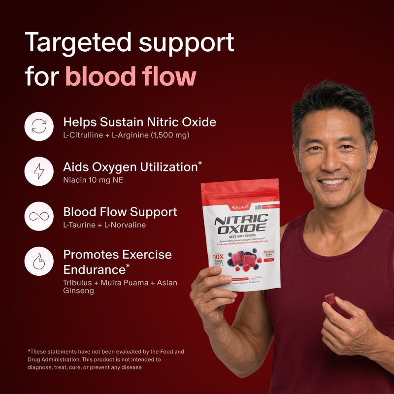 Snap Supplements Nitric Oxide Beet Soft Chews Dark Red