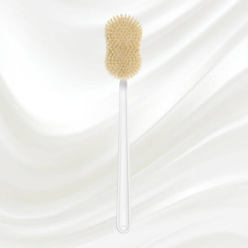 Natural Bristle Shower Back Brush - Long Handle for Full Back Exfoliation