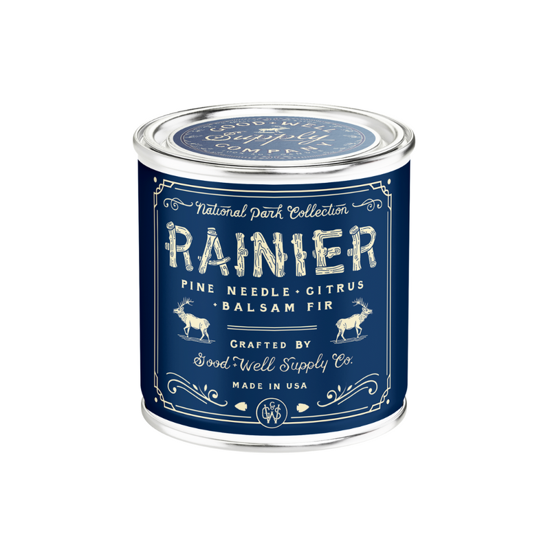 Good & Well Supply Co Mount Rainier National Park Candle Candles White Smoke Half Pint / 8oz / Cotton Wick,Pint / 14oz / Cotton Wick