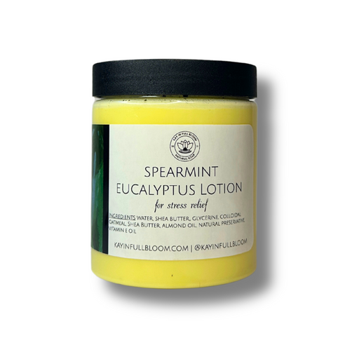 Kay in Full Bloom Spearmint Eucalyptus Oatmeal Body Lotion Antique White Jar