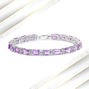 Bids.com 19.19 Carat Genuine Amethyst and Tanzanite .925 Sterling Silver Bracelet Bracelets