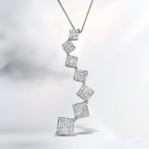 Bids.com 10K White Gold 1 cttw Diamond Snake Curved Pendant Necklace (H-I, I1-I2) Necklaces