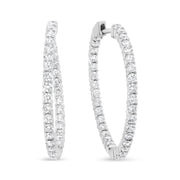 Bids.com 18K White Gold 3 5/8 Cttw Round Diamond Curved Inside-Outside Hoop Earrings (F-G Color, VS1-VS2 Clarity) Earrings