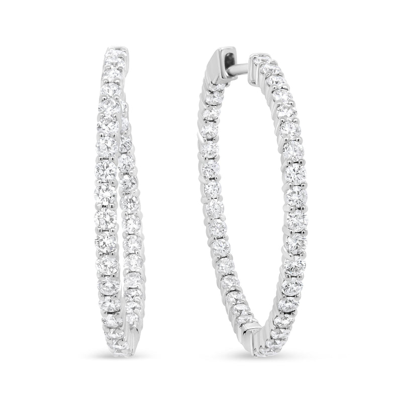 Bids.com 18K White Gold 3 5/8 Cttw Round Diamond Curved Inside-Outside Hoop Earrings (F-G Color, VS1-VS2 Clarity) Earrings