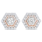 Bids.com 14K Rose and White Gold 1 7/8 Cttw Round Diamond Double Halo Earring Jacket for 6mm Round Studs (G-H Color, VS2-SI1 Clarity) Earrings