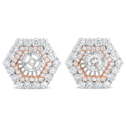 Bids.com 14K Rose and White Gold 1 7/8 Cttw Round Diamond Double Halo Earring Jacket for 6mm Round Studs (G-H Color, VS2-SI1 Clarity) Earrings