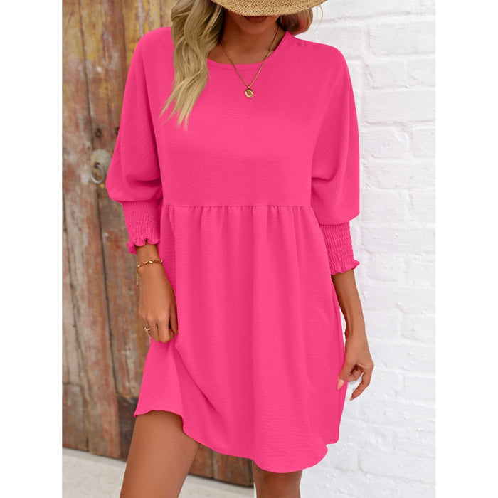 Round Neck Lantern Sleeve Mini Dress