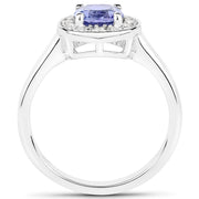 Bids.com 1.51 Carat Genuine Tanzanite and White Topaz .925 Sterling Silver ring Rings