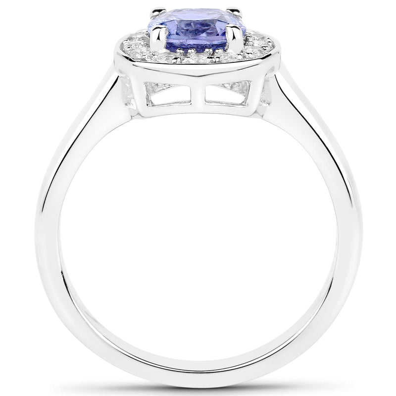Bids.com 1.51 Carat Genuine Tanzanite and White Topaz .925 Sterling Silver ring Rings