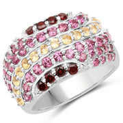 Bids.com 2.35 Carat Genuine Multi Stone .925 Sterling Silver Ring Rings