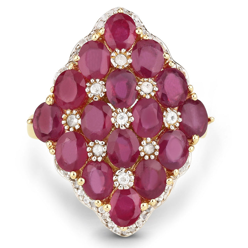 Bids.com 6.49 Carat Glass Filled Ruby and White Topaz .925 Sterling Silver Ring Rings