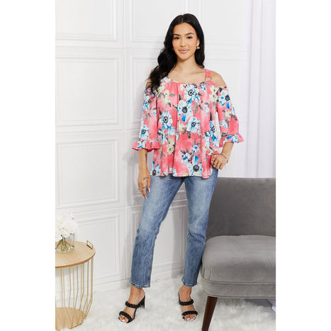 Sew In Love Fresh Take  Floral Cold-Shoulder Top