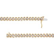 Bids.com 14K Yellow Gold Plated .925 Sterling Silver 1/2 Cttw Round Miracle-Set Diamond S-Curve Tennis Bracelet (I-J Color, I3 Clarity) - 7" Bracelets