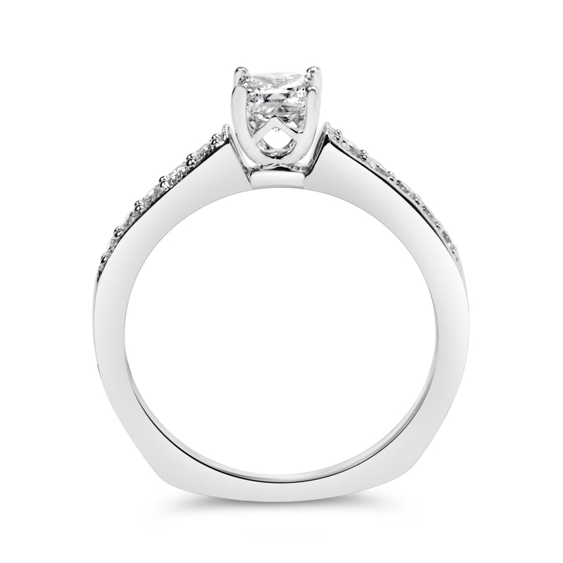 Bids.com 14K White Gold Diamond 1/2 Cttw Princess Cut Diamond Engagement Ring (G-H Color, VS2-SI1 Clarity) - Size 7 Rings