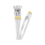 Bids.com 14K Yellow and White Gold 1/3 Cttw Marquise Diamond Cocktail Engagement Ring Set (H-I Color, SI1-SI2 Clarity) - Size 7 Rings
