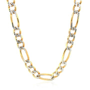 Bids.com 7.0mm 14K Yellow Gold Solid Pave Figaro Chain Necklaces