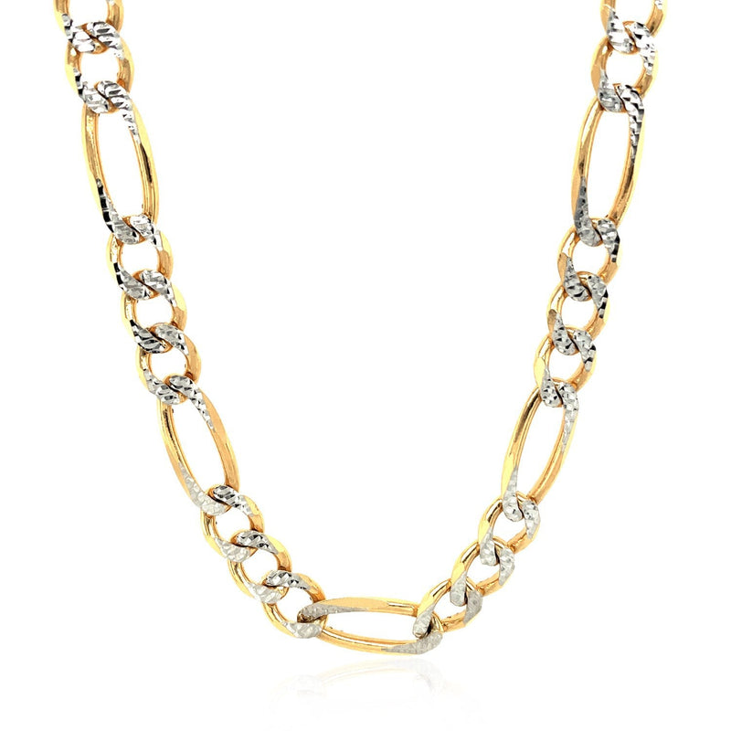 Bids.com 7.0mm 14K Yellow Gold Solid Pave Figaro Chain Necklaces