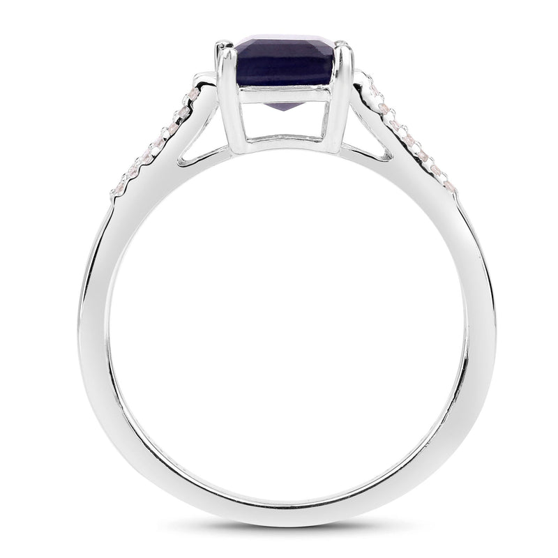 Bids.com 3.07 Carat Glass Filled Sapphire and White Zircon .925 Sterling Silver Ring Rings