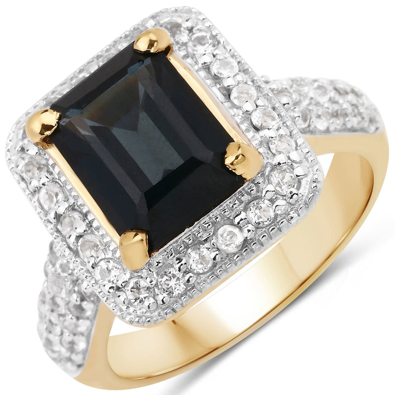 Bids.com 5.03 Carat Genuine London Blue Topaz and White Topaz .925 Sterling Silver Ring Rings