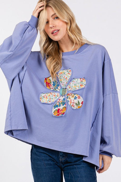 Flower Patch Dropped Shoulder Oversize Top