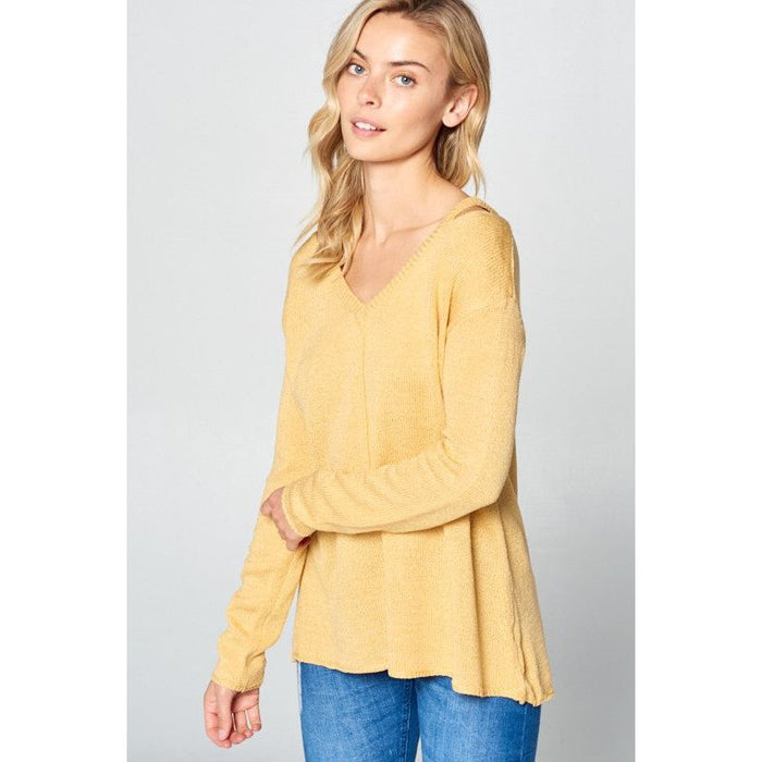 SOLID LIGHT KNIT V NECK SWEATER