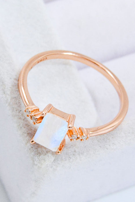 Rectangle Natural Moonstone Ring