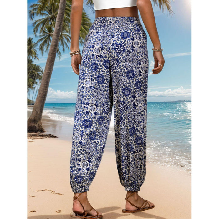 Printed Elastic Waist Pants