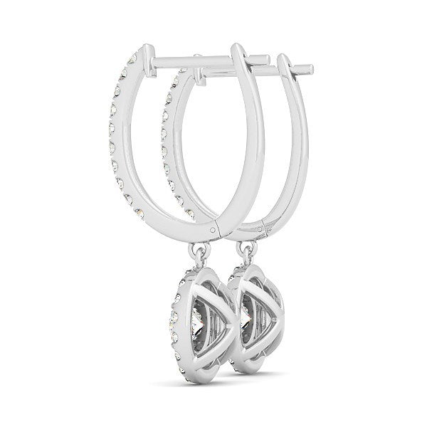 Bids.com 14k White Gold Double Halo Round Diamond Drop Earrings (1 cttw) Earrings