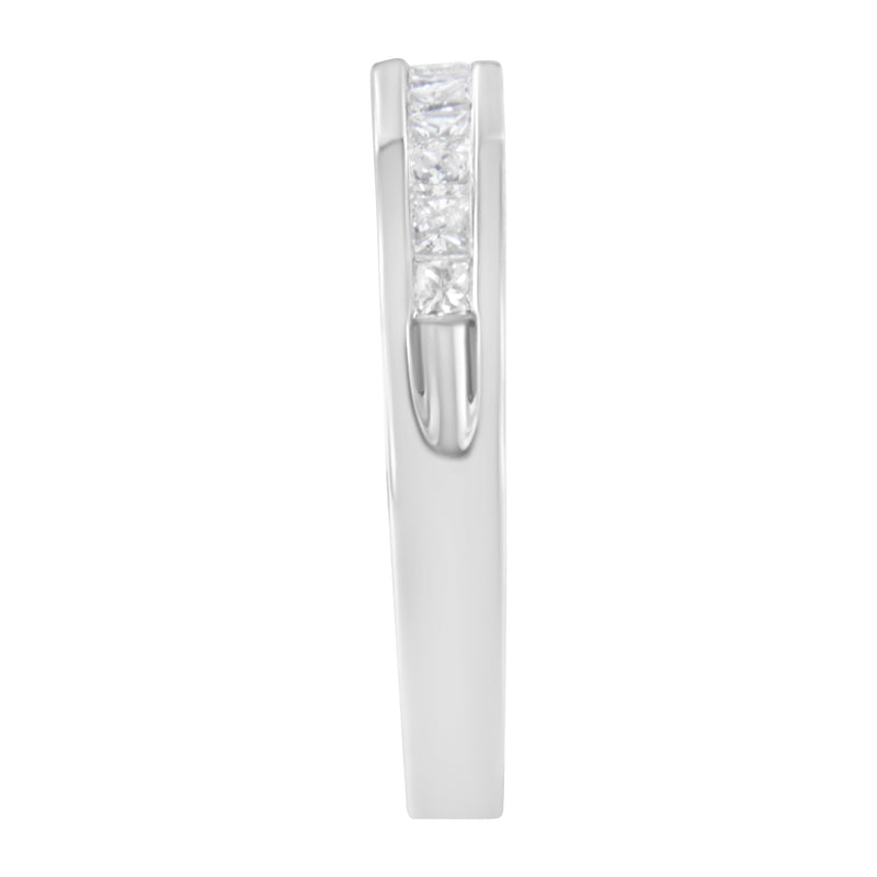 Bids.com IGI Certified 1/2 Cttw Princess Cut Diamond 18K White Gold Channel Set Half Eternity Style Wedding Band Ring (H-I Color, SI2-I1 Clarity) - Size 4-1/2 Rings