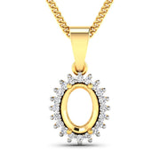 Bids.com 0.13 Carat Genuine White Diamond 14K Yellow Gold Semi Mount Pendant - holds 8x6mm Oval Gemstone Pendants