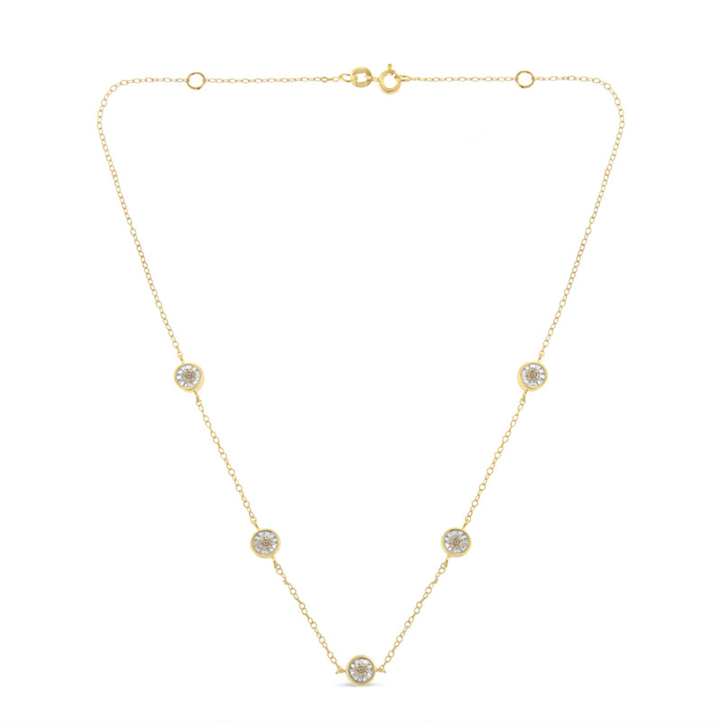 Bids.com Yellow Color Plated Sterling Silver Diamond Station Necklace (1/2 cttw, K-L Color, I2-I3 Clarity) Necklaces