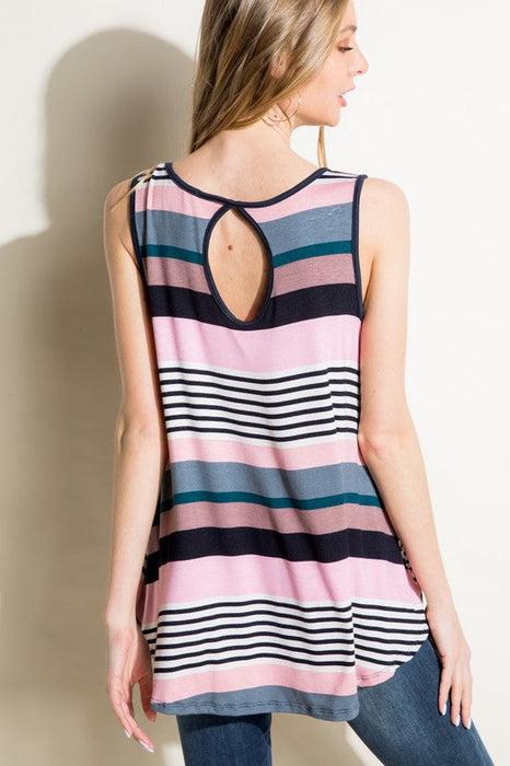 Multi Stripe Jersey Tank Top