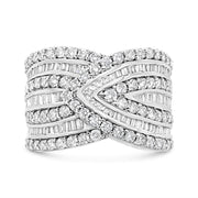 Bids.com .925 Sterling Silver 2 3/8 Cttw Diamond Multi Row Overlay Band Ring ( J-K Color, I3 Clarity) - Ring Size 7 Rings