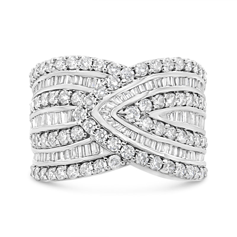 Bids.com .925 Sterling Silver 2 3/8 Cttw Diamond Multi Row Overlay Band Ring ( J-K Color, I3 Clarity) - Ring Size 7 Rings