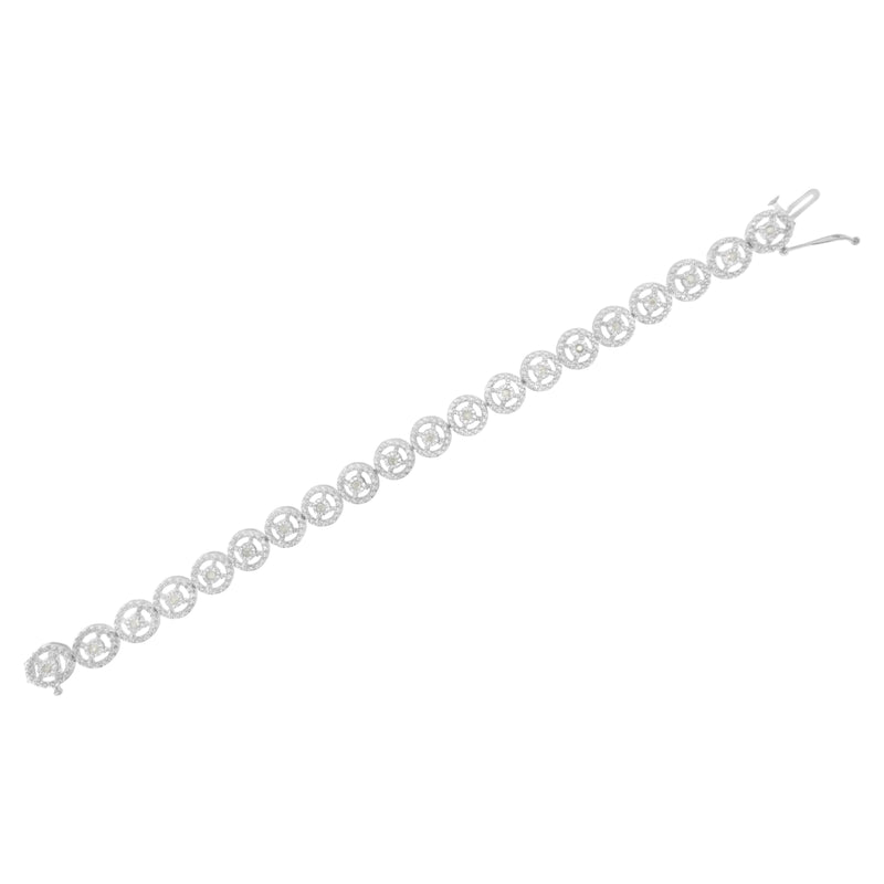 Bids.com .925 Sterling Silver 1/2 Cttw Diamond Nested Circle Miracle Set Open Wheel 7" Fashion Link Bracelet (I-J Color, I3 Clarity) Bracelets