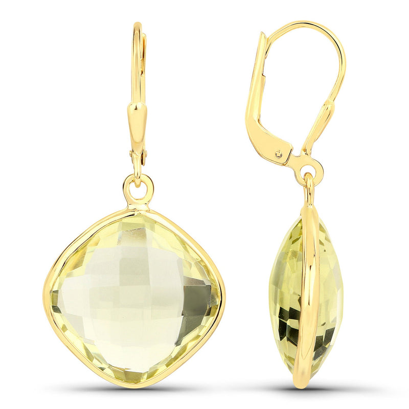 Bids.com 21.40 Carat Genuine Lemon Quartz .925 Sterling Silver Earrings Earrings