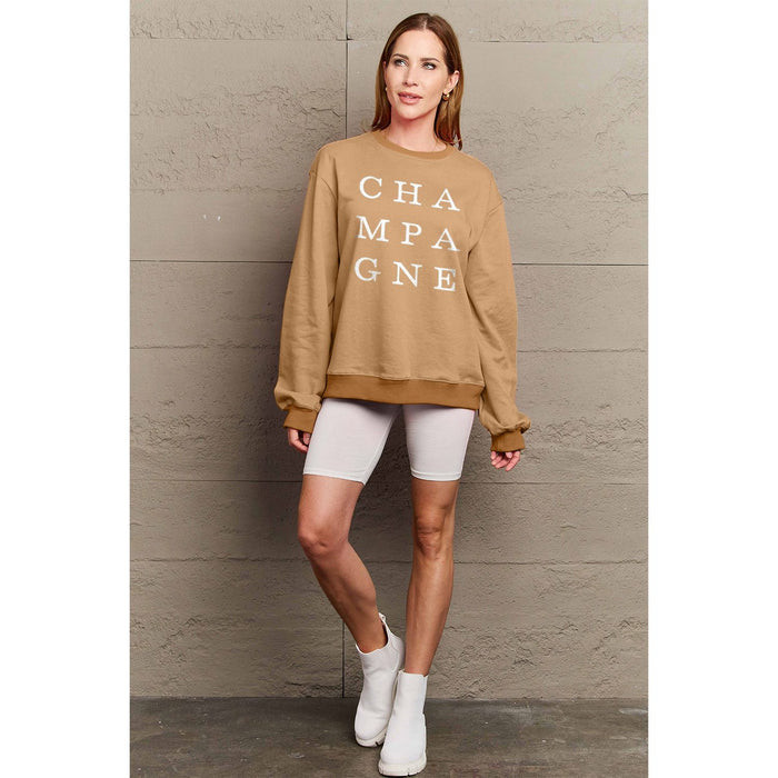 Simply Love CHAMPAGNE Graphic Long Sleeve Sweatshirt