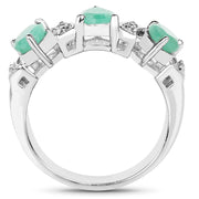 Bids.com 1.87 Carat Genuine Emerald and White Topaz .925 Sterling Silver Ring Rings
