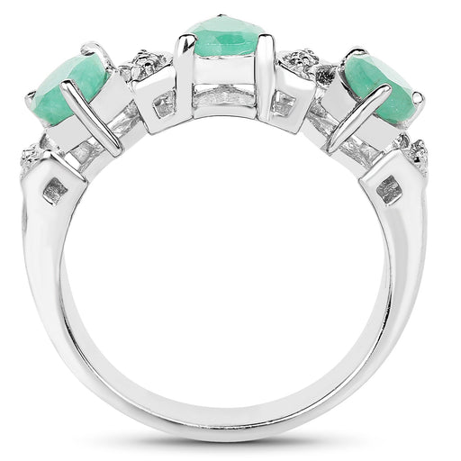 Bids.com 1.87 Carat Genuine Emerald and White Topaz .925 Sterling Silver Ring Rings