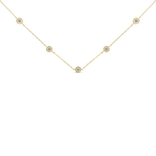 Bids.com Yellow Color Plated Sterling Silver Diamond Station Necklace (1/2 cttw, K-L Color, I2-I3 Clarity) Necklaces