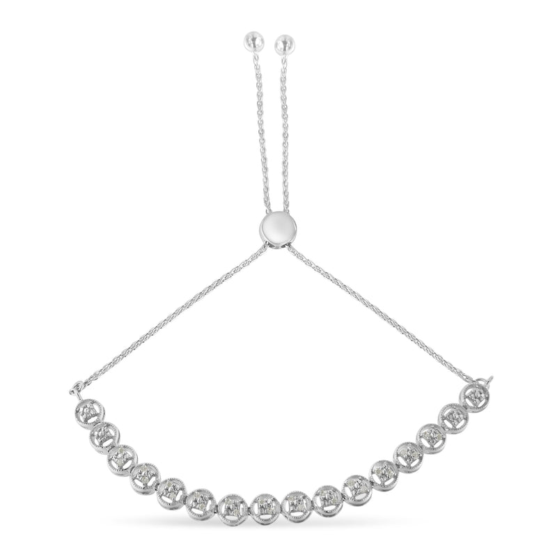 Bids.com .925 Sterling Silver 1/4 cttw Round-cut Diamond Bolo Bracelet (I-J Color, I3 Clarity) Bracelets