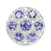 Bids.com 2.00 Carat Genuine Tanzanite and White Zircon .925 Sterling Silver Ring Rings