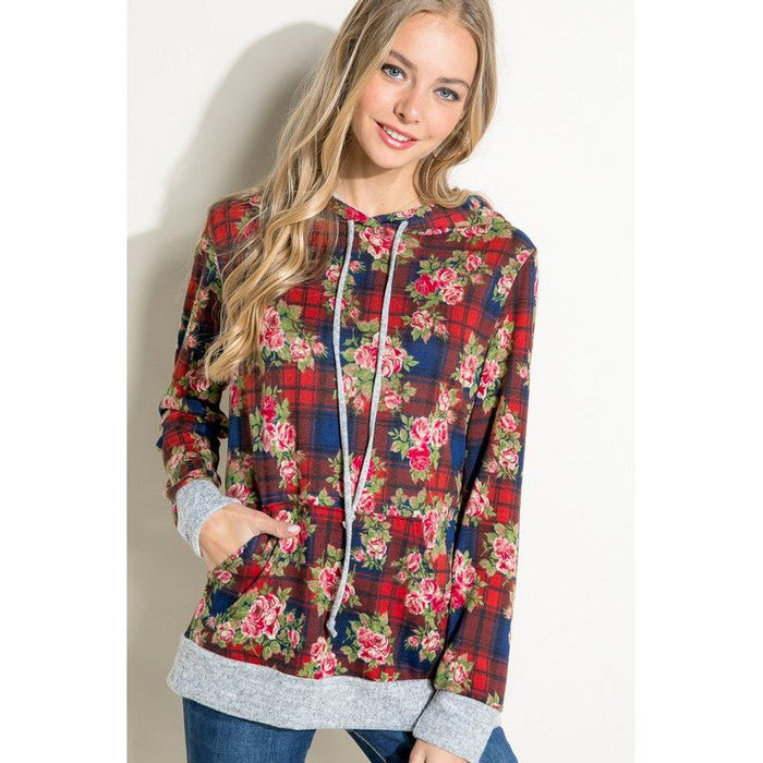 Plaid Floral Mix Sweatshirts