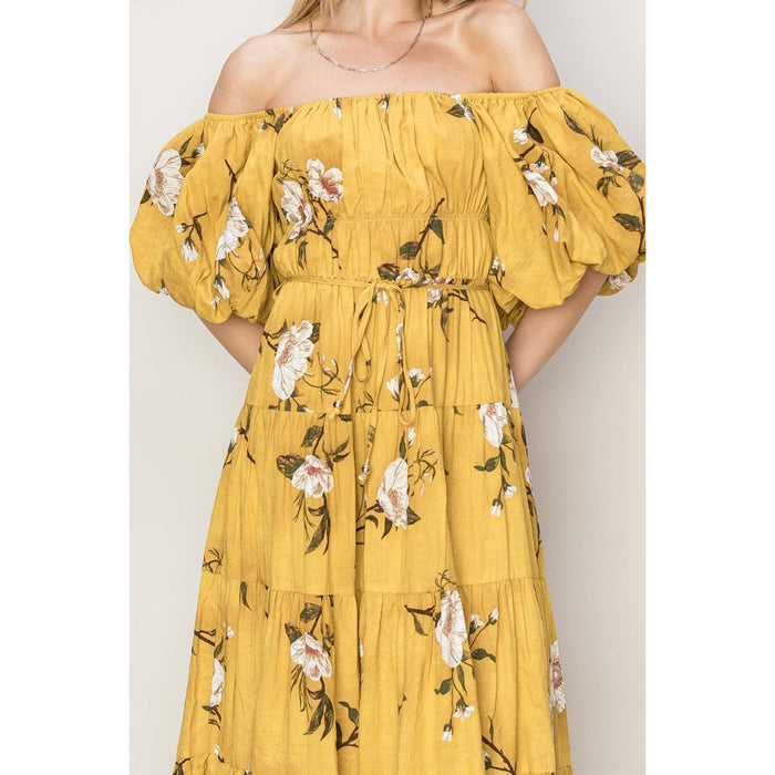 HYFVE Floral Puff Sleeve Tiered Dress