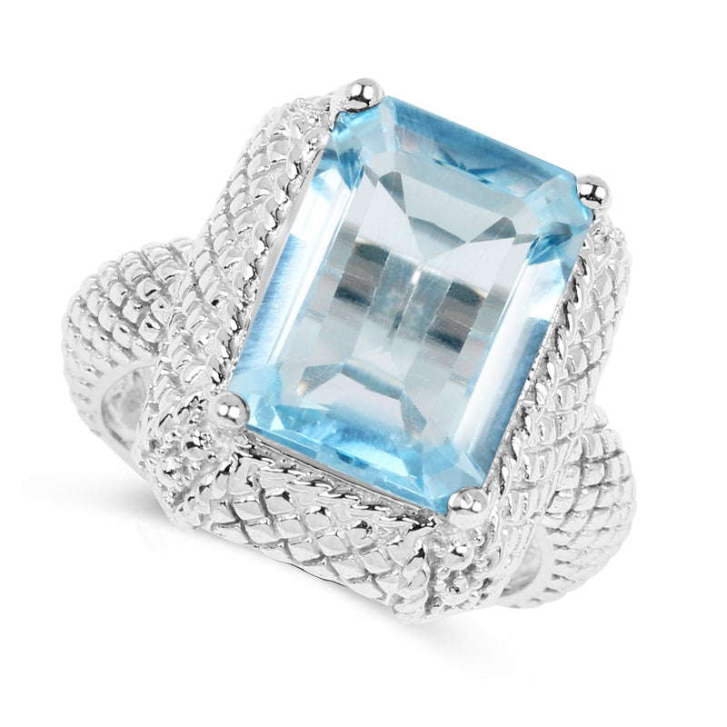 Bids.com 9.25 Carat Genuine Blue Topaz .925 Sterling Silver Ring Rings