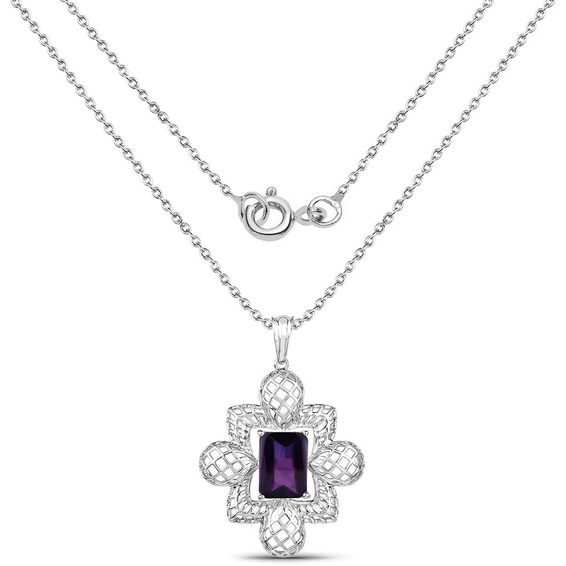 Bids.com 7.80 Carat Genuine Amethyst .925 Sterling Silver Pendant Pendants