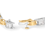 Bids.com 14K Two-Tone Gold 1.00 Cttw Princess-Cut Diamond Chain Link 7" Bracelet (H-I Color, SI1-SI2 Clarity) Bracelets