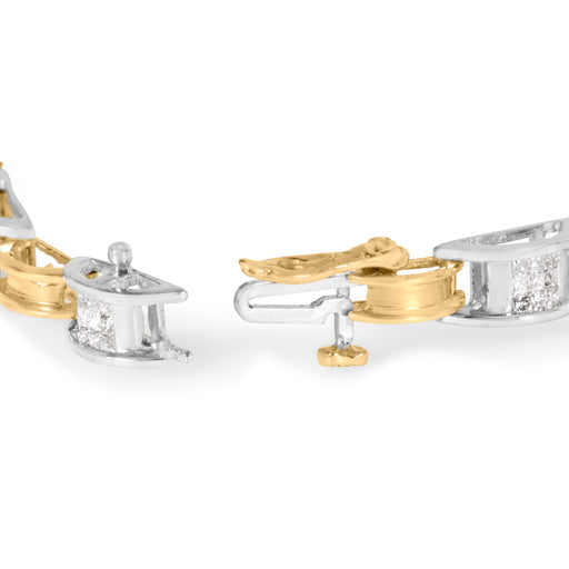 Bids.com 14K Two-Tone Gold 1.00 Cttw Princess-Cut Diamond Chain Link 7" Bracelet (H-I Color, SI1-SI2 Clarity) Bracelets