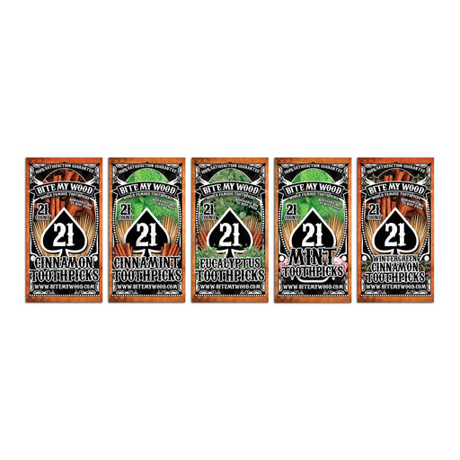 BiteMyWood BiteMyWood Flavored Birchwood Toothpicks in Plastic Reusable Bag 21 qty 5 Flavors To Choose From Beauty & Personal Care - Nasal & Oral Care - Dental Floss & Picks
