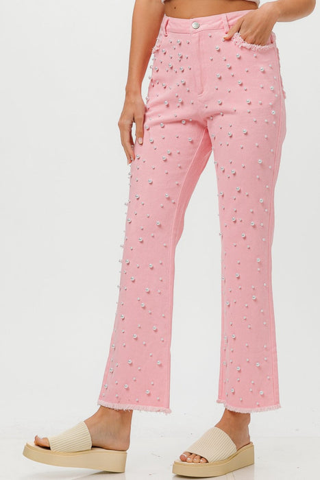 Washed Pearl Embellished Pants